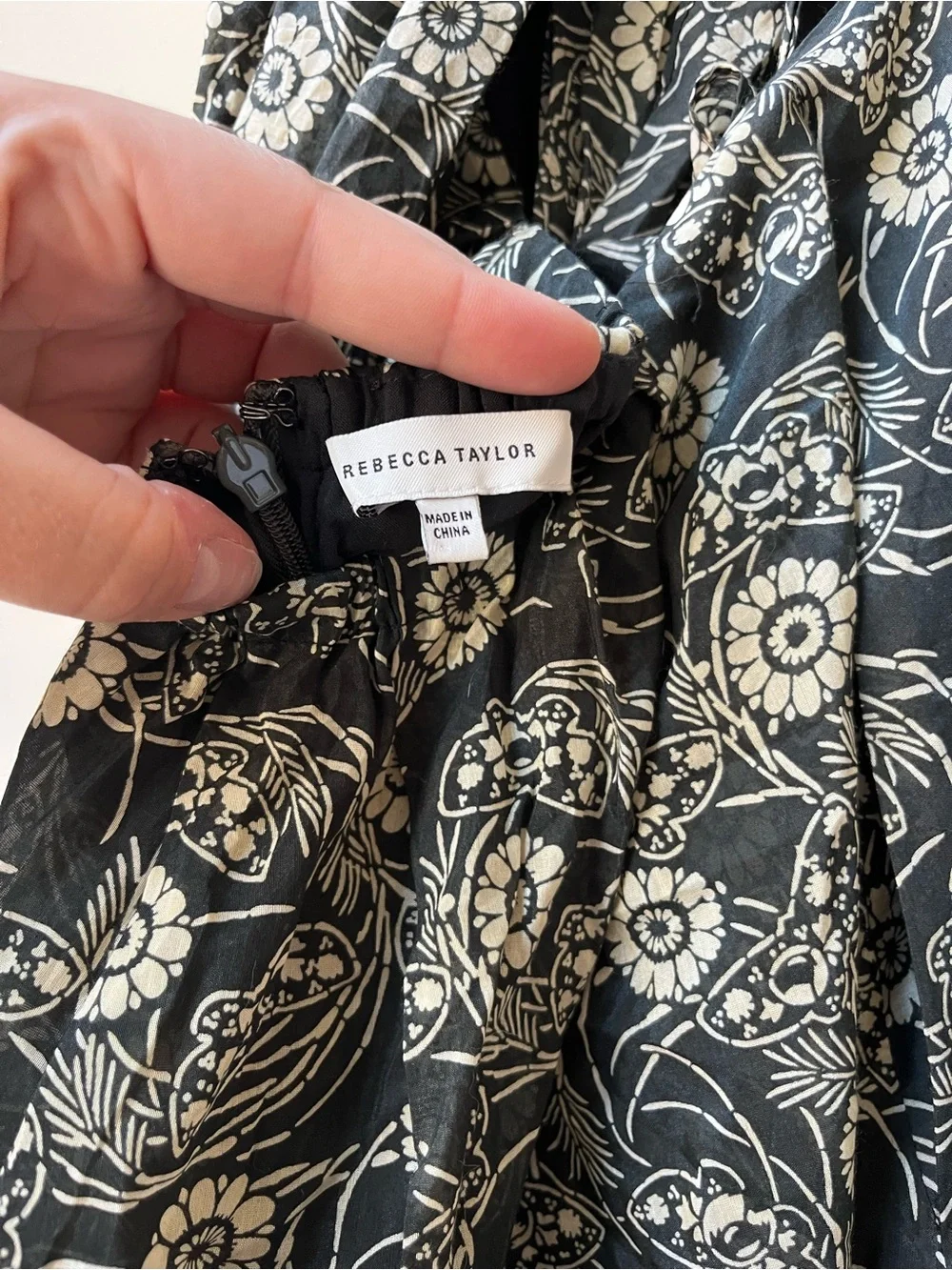 Rebecca Taylor Black and White Floral Off-Shoulder Maxi Dress - Picture 2 of 3
